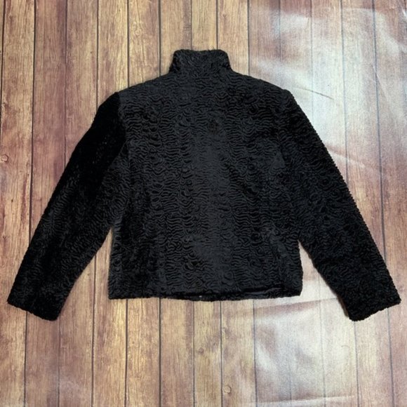 Vintage Town and Travel Furry Fuzzy Coat Jacket Textured Pattern Shoulder Pads L - Picture 6 of 9